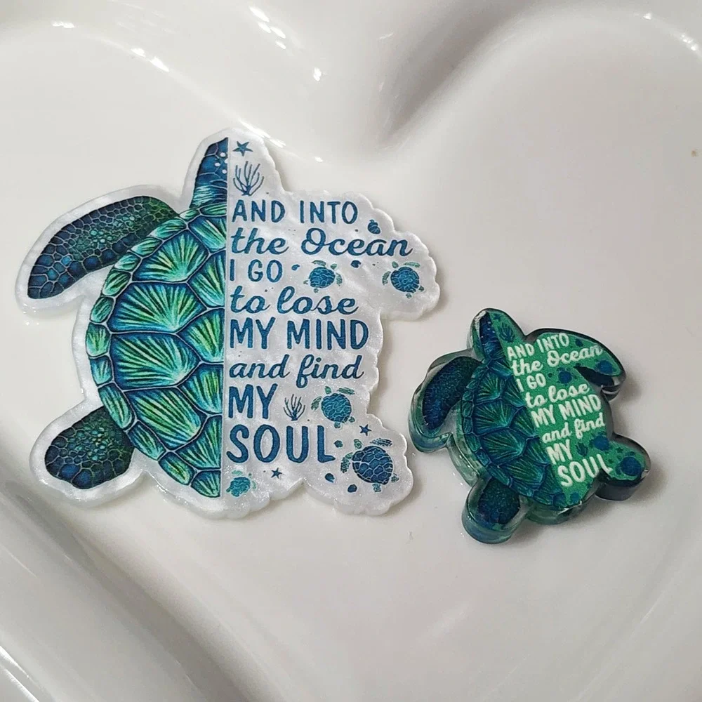 Sea Turtle Flatback Focal Bead Ocean Soul Beaded Pen Beach Acrylic Jewelry